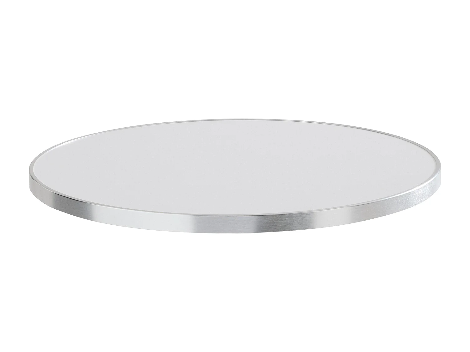 Table haute ronde 60 cm inclinable plateau blanc/argent et pied noir