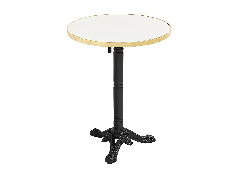 60 cm ronde tafel met kantelbaar wit/gouden blad en zwarte poten