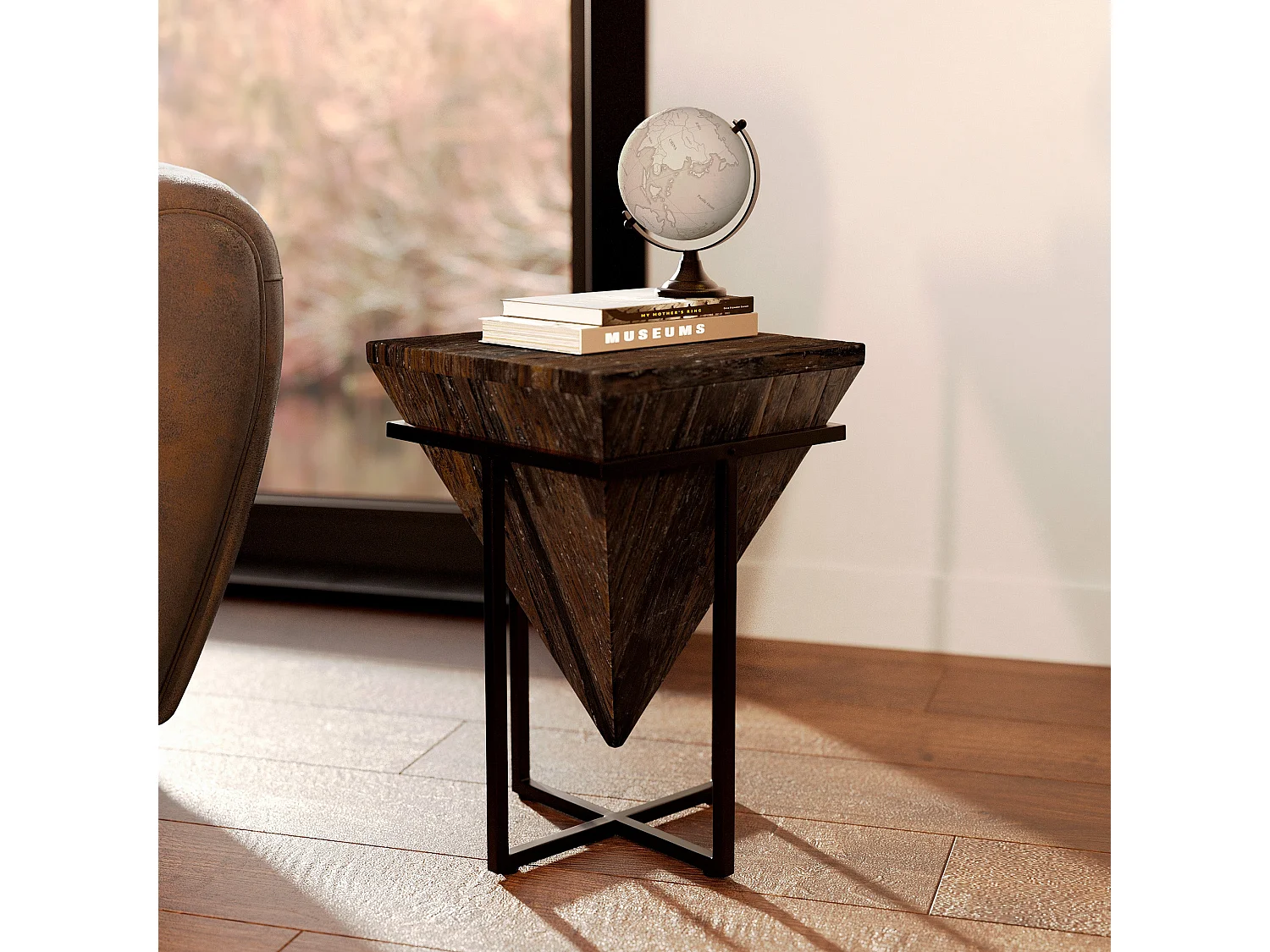 Petite table d'appoint en bois et métal - Shanghai