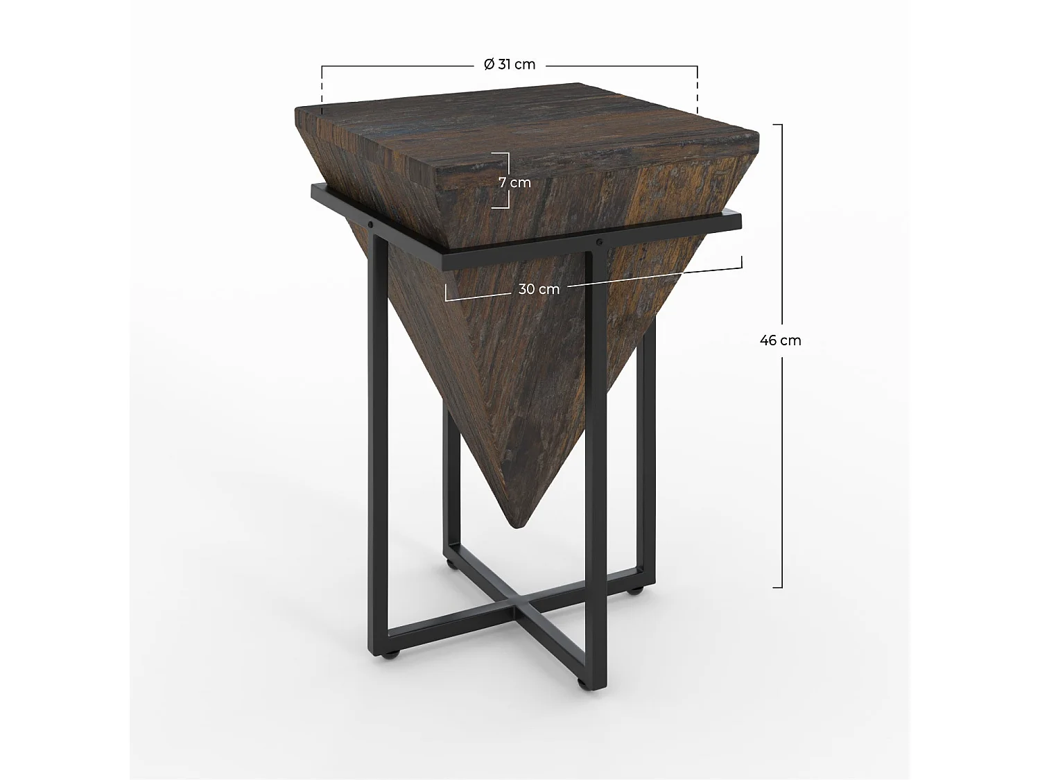 Petite table d'appoint en bois et métal - Shanghai