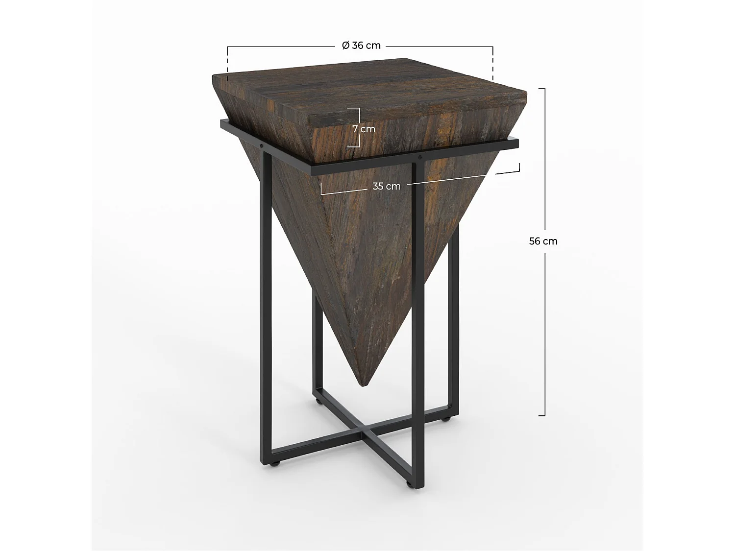 Moyenne table d'appoint en bois et métal - Shanghai