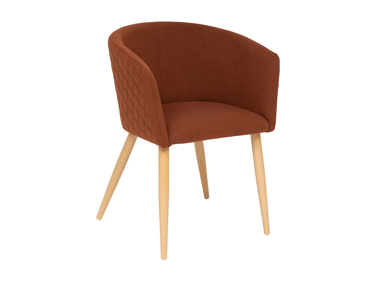 Chaise Fauteuil de table tissu Ambre et pieds en métal aspect Bois naturel