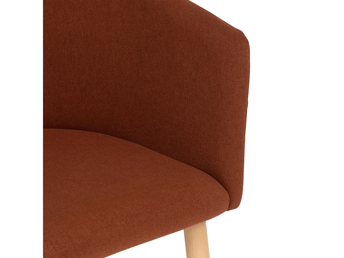 Chaise Fauteuil de table tissu Ambre et pieds en métal aspect Bois naturel