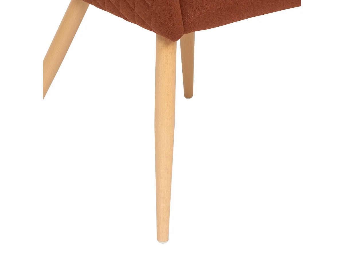 Chaise Fauteuil de table tissu Ambre et pieds en métal aspect Bois naturel