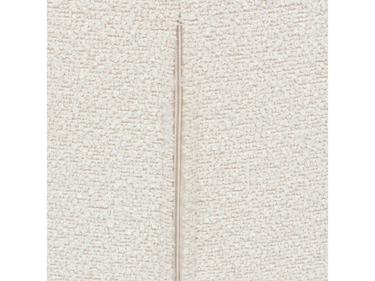 Chaise Fauteuil de table tissu Blanc à bouclettes et pieds en Bois H 83 cm