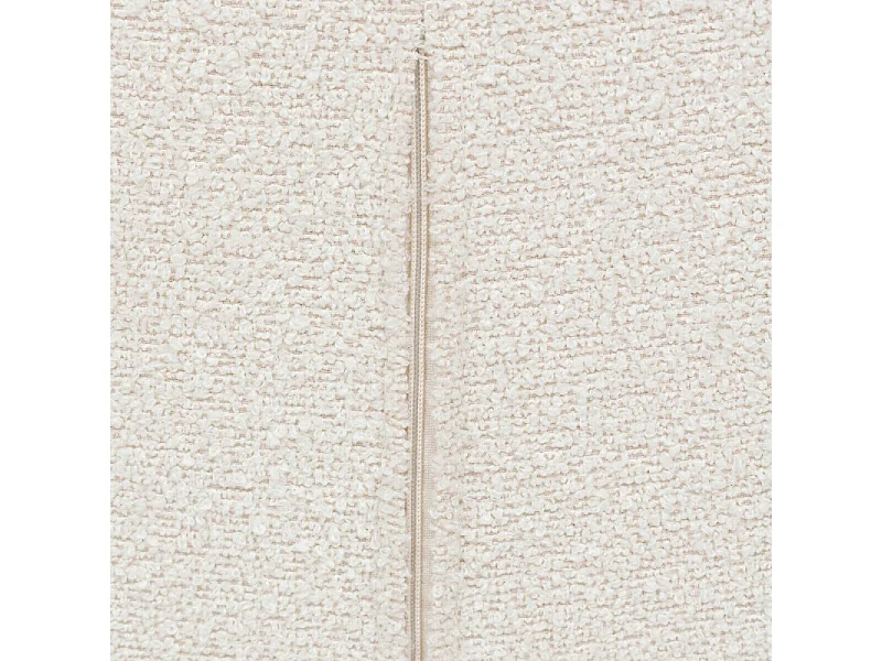 Chaise Fauteuil de table tissu Blanc à bouclettes et pieds en Bois H 83 cm