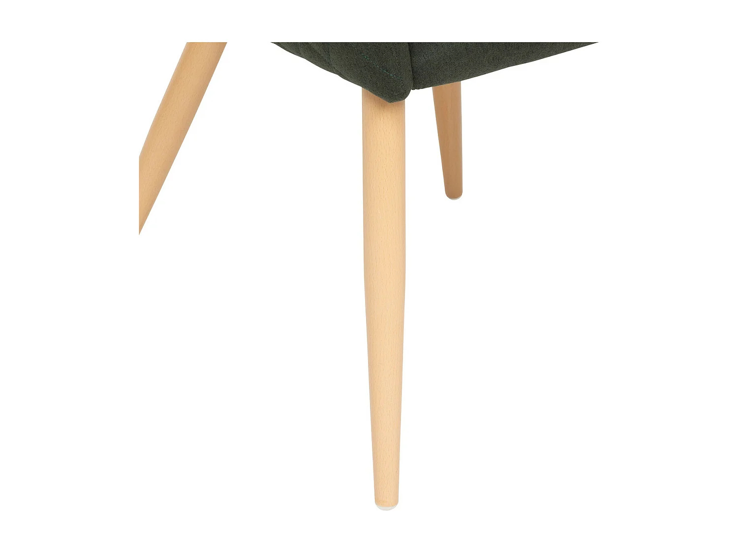 Chaise Fauteuil de table tissu Vert Cèdre et pieds en métal aspect Bois naturel