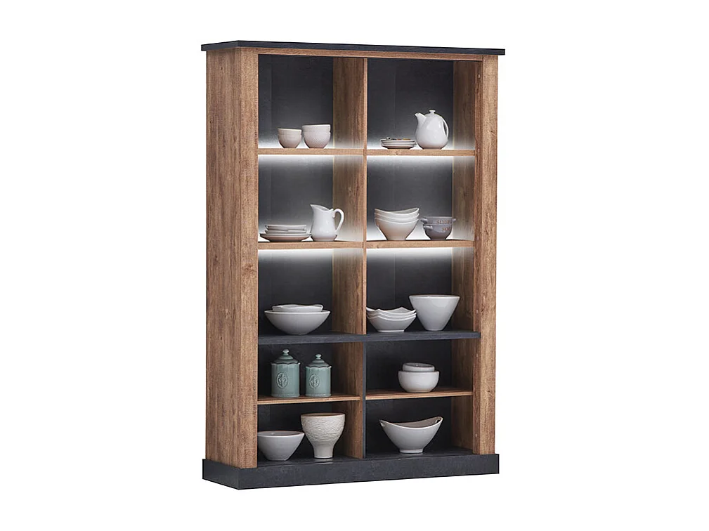 Vitrine 2 + 2 portes coulissantes avec éclairage LED Edouard