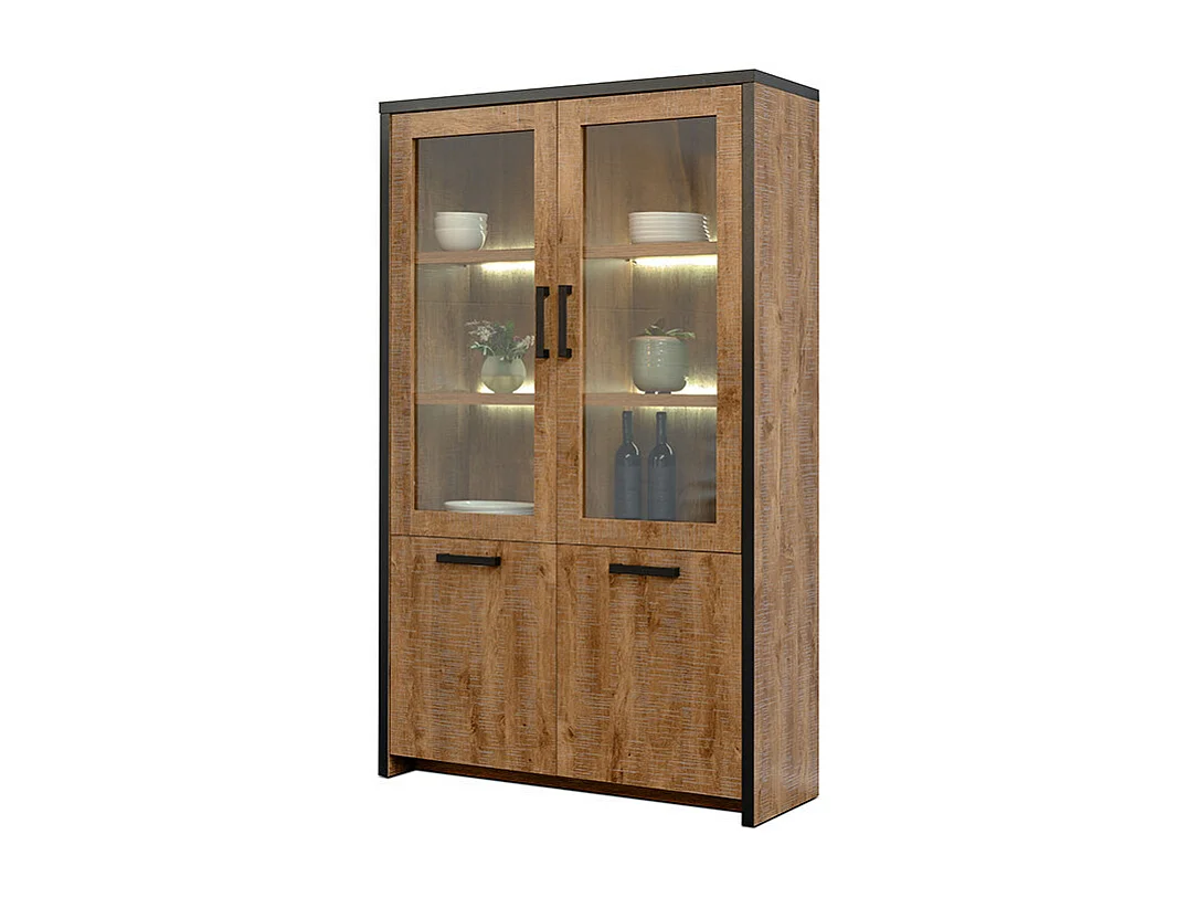 Vitrine 2 pleines + 2 portes vitrées Emie