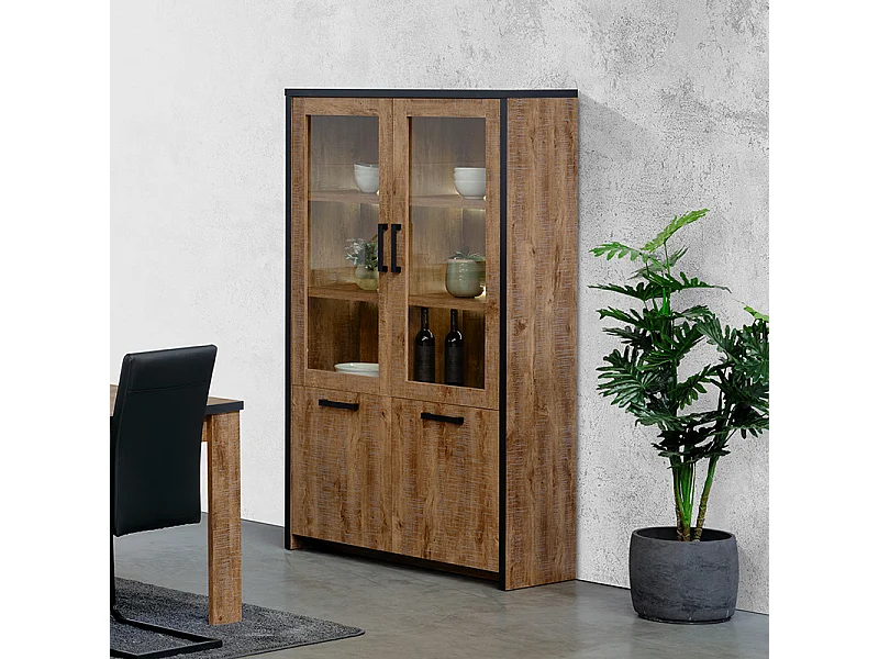 Vitrine 2 pleines + 2 portes vitrées Emie