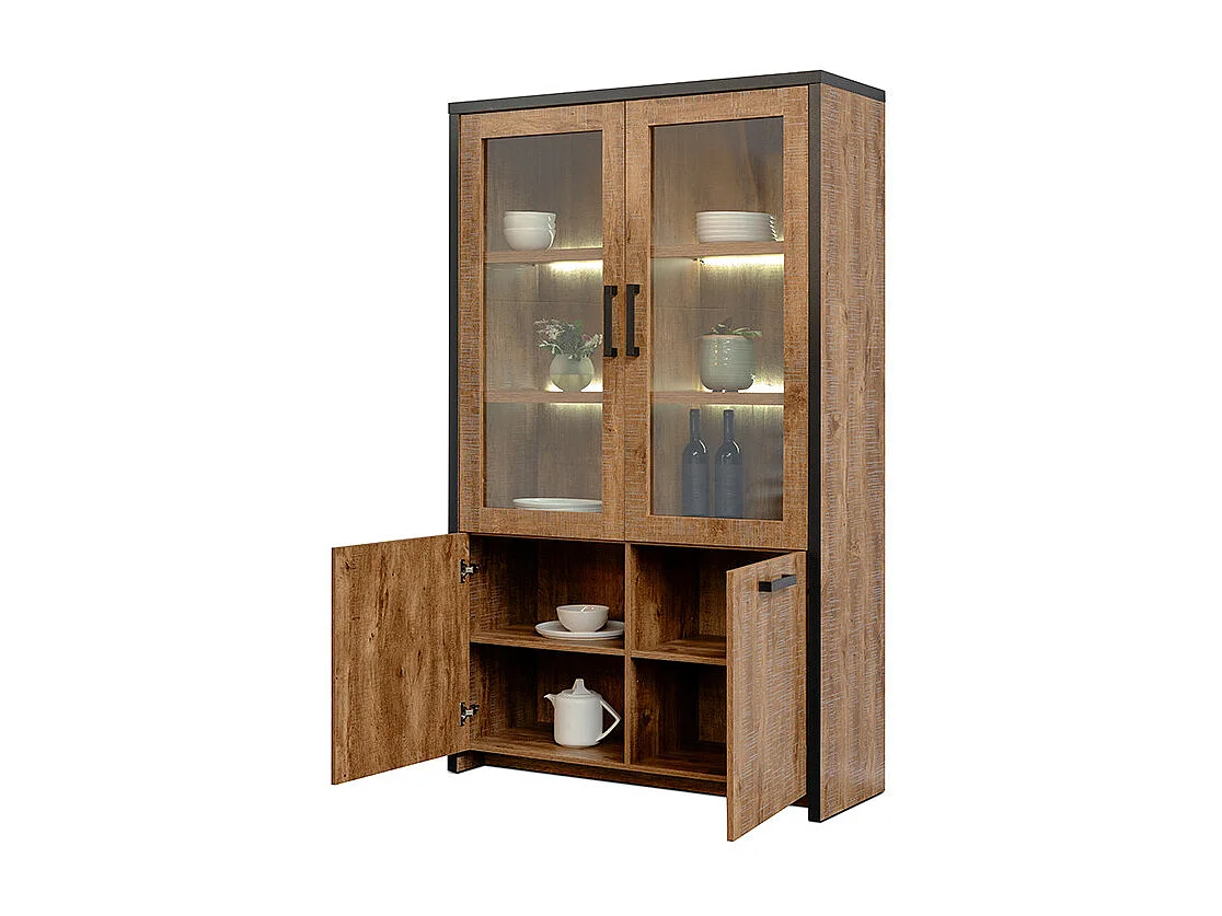 Vitrine 2 pleines + 2 portes vitrées Emie