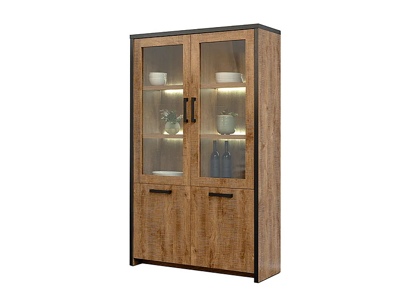 Vitrine 2 pleines + 2 portes vitrées Emie