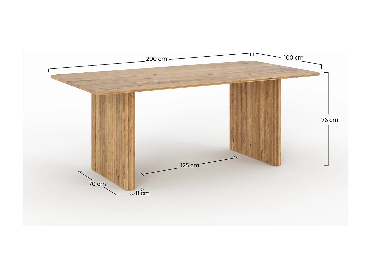 Table rectangulaire en bois d'acacia 8 personnes - Andrea
