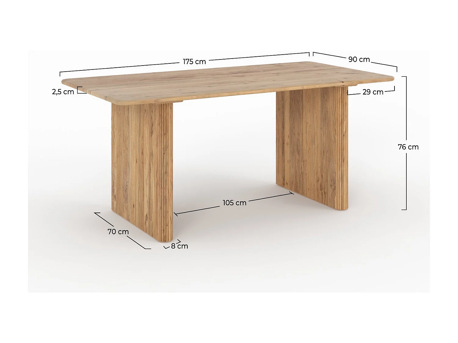 Tavolo rettangolare in legno di acacia per 6 persone - Andrea