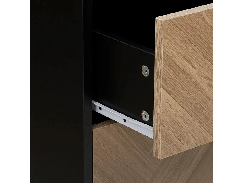 Commode 4 Tiroirs "Chevrons" 95cm Naturel & Noir