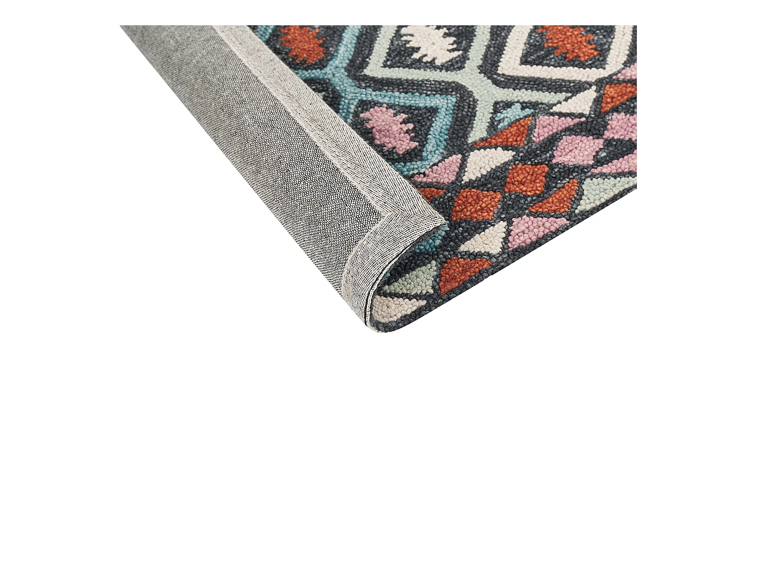 Orientalischer Wollteppich geometrisches Muster 200 x 200 cm bunt HAYMANA