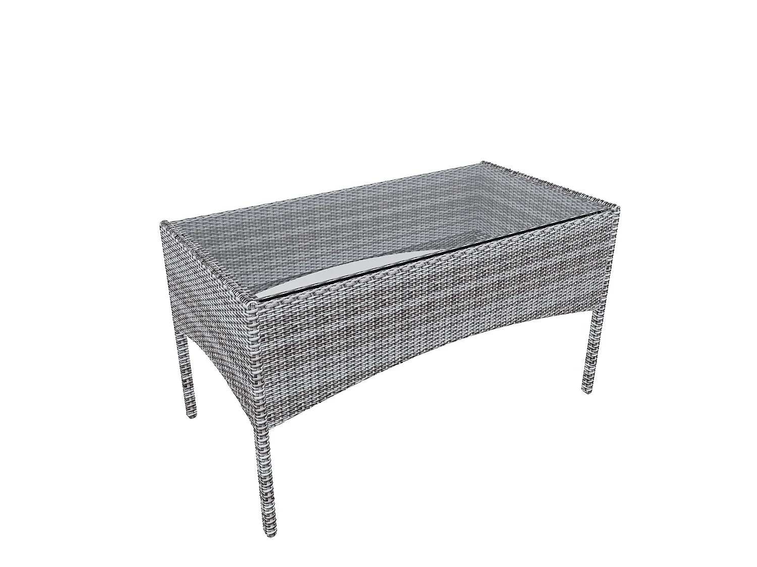 Arreditaly Set Di Mobili da Giardino Salotto Salottino in Rattan 4 Posti con Tavolino E Ripiano In Vetro 2 Poltrone e Divano 2 Posti Per Giardino Esterno Piscina Cu