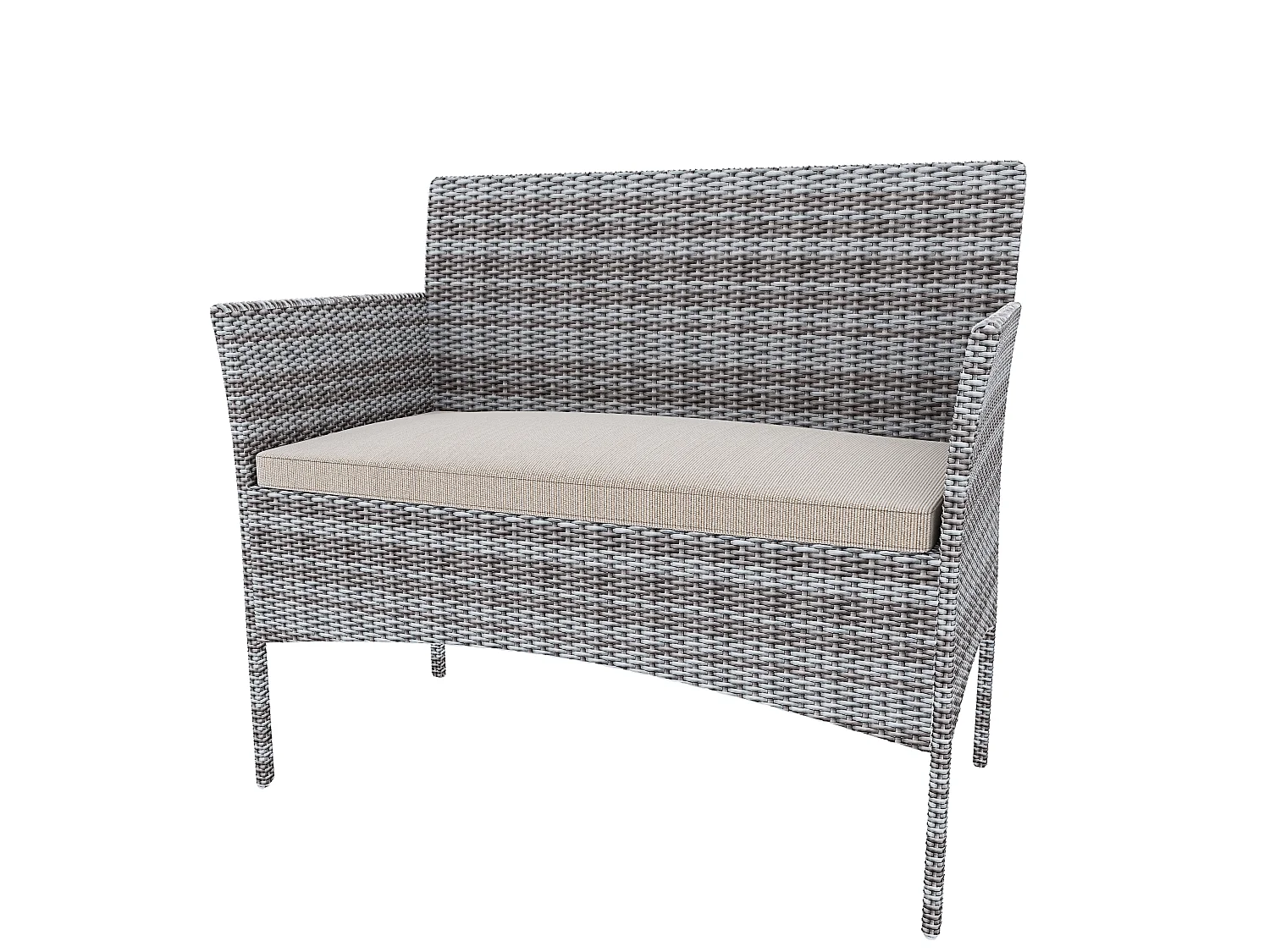 Arreditaly Set Di Mobili da Giardino Salotto Salottino in Rattan 4 Posti con Tavolino E Ripiano In Vetro 2 Poltrone e Divano 2 Posti Per Giardino Esterno Piscina Cu