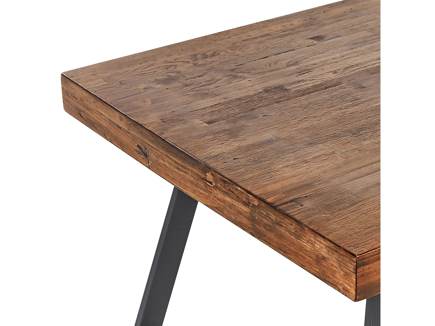 Couchtisch Kiefernholz dunkler Holzfarbton 130x70 cm schwarze Metallbeine Warton