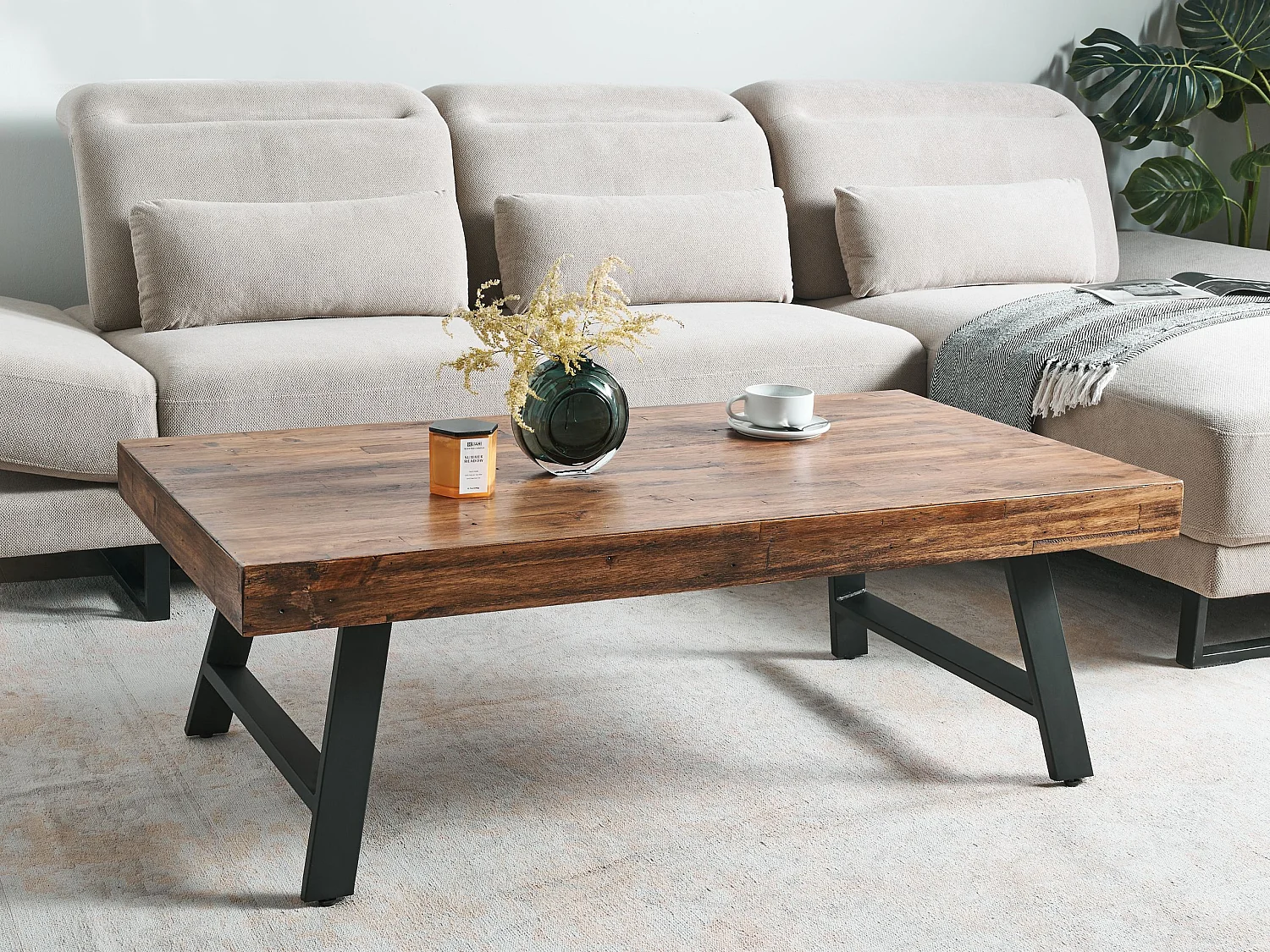 Table basse WARTON Bois de pin Marron foncé