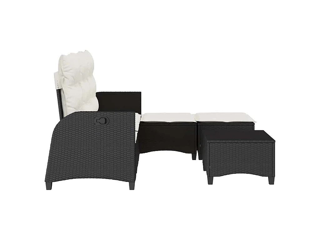 Salon de jardin 3 pcs avec coussins forme L noir résine tressée