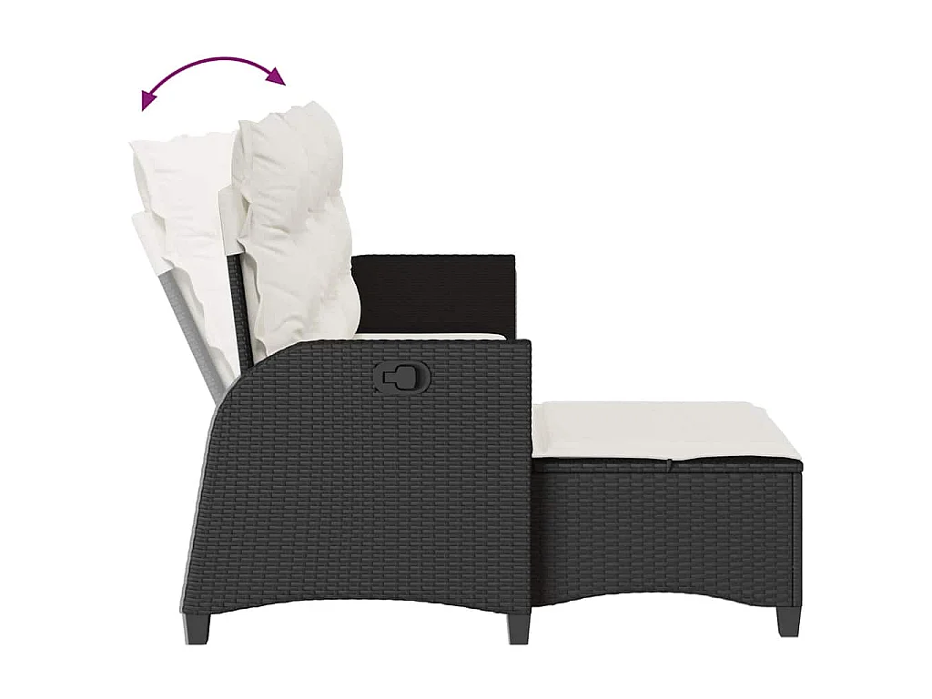 Salon de jardin 3 pcs avec coussins forme L noir résine tressée