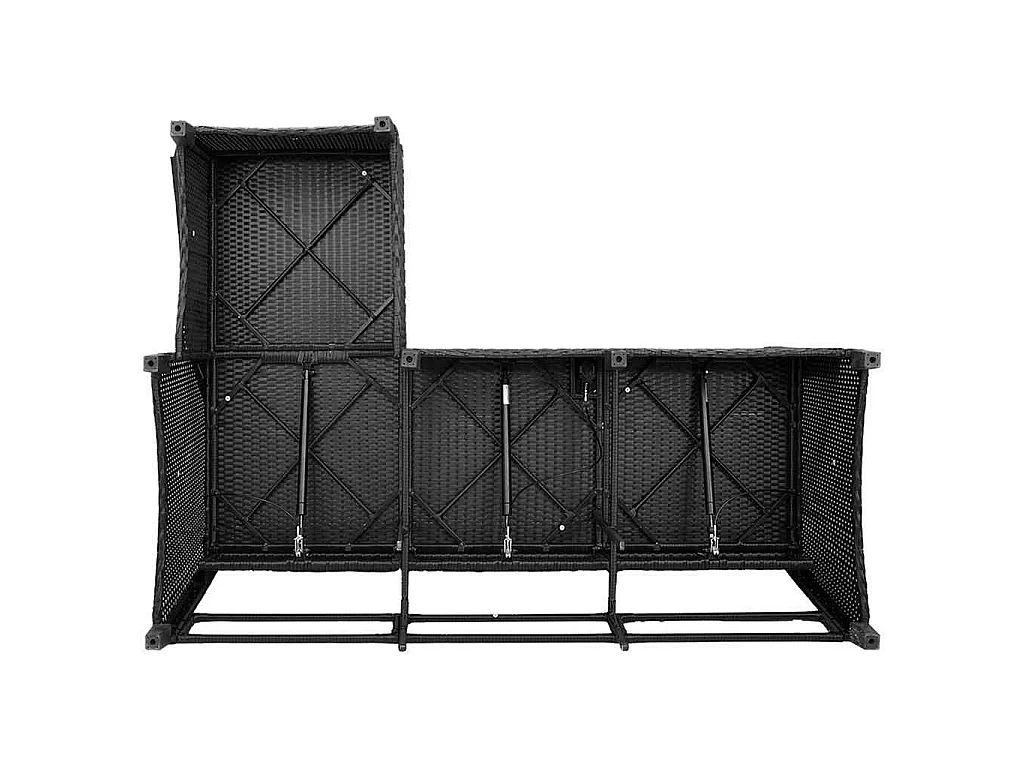 Salon de jardin 3 pcs avec coussins forme L noir résine tressée