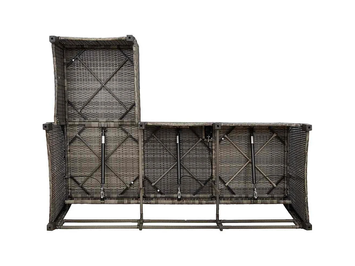 3-tlg. Garten-Sofagarnitur mit Kissen L-Form Grau Poly Rattan