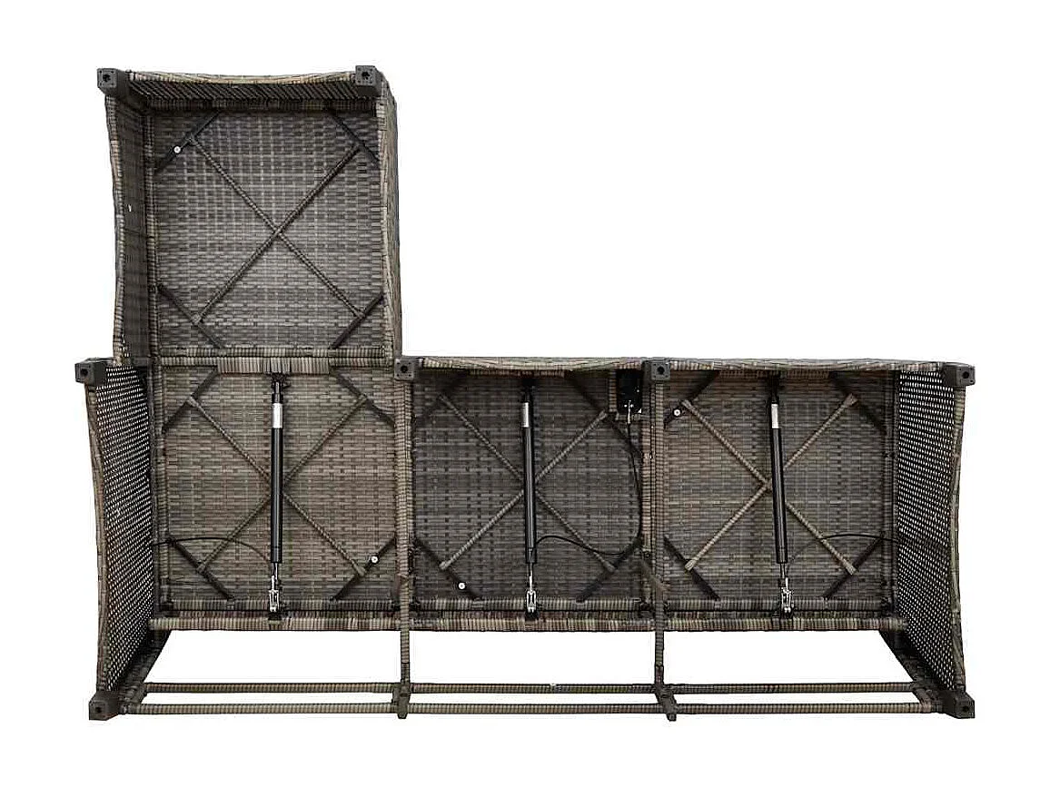 Salon de jardin 3 pcs avec coussins forme L gris résine tressée