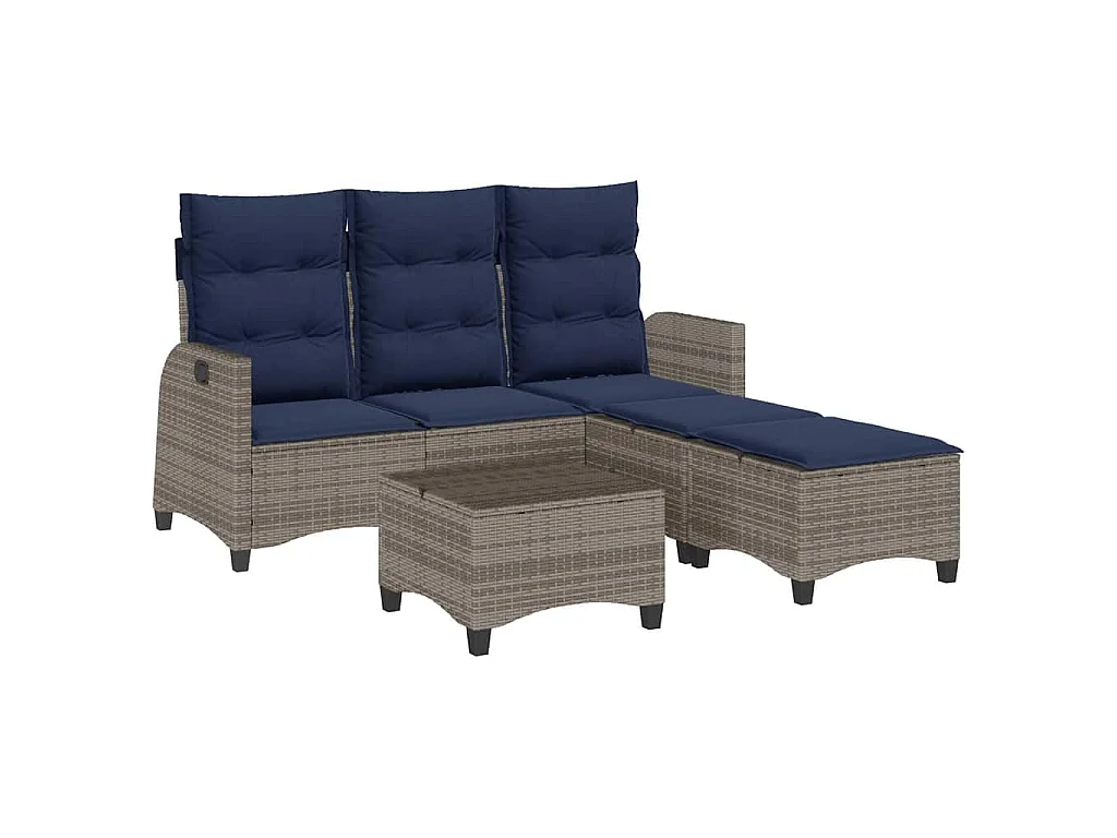 Set Divani da Giardino 3 pz con Cuscini a Forma di L Polyrattan