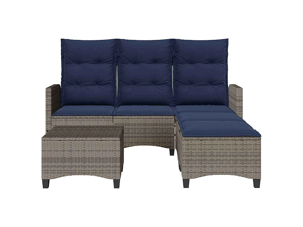 Set Divani da Giardino 3 pz con Cuscini a Forma di L Polyrattan