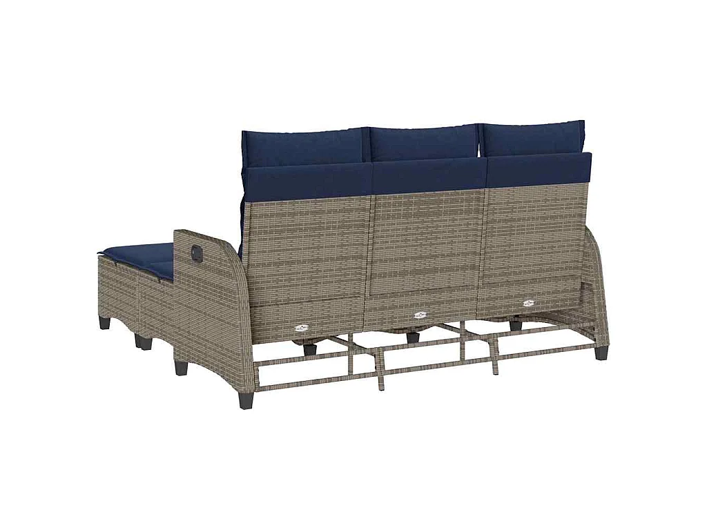 Set Divani da Giardino 3 pz con Cuscini a Forma di L Polyrattan
