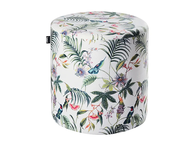 Pouf Samt bunt rund 47 cm Blumenmuster luxuriös Sitzhocker Samthocker Lovett