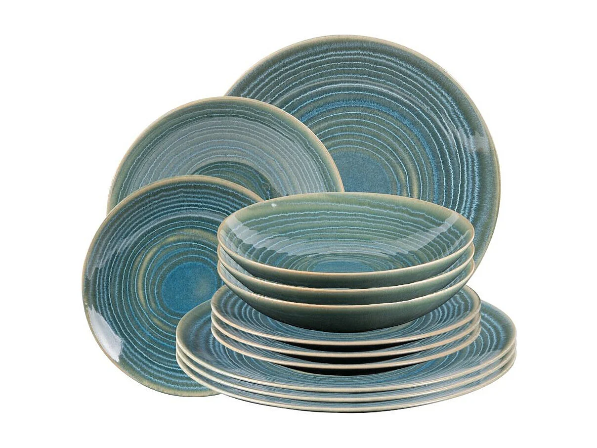 Service d'assiettes 12 pièces Moon lagon