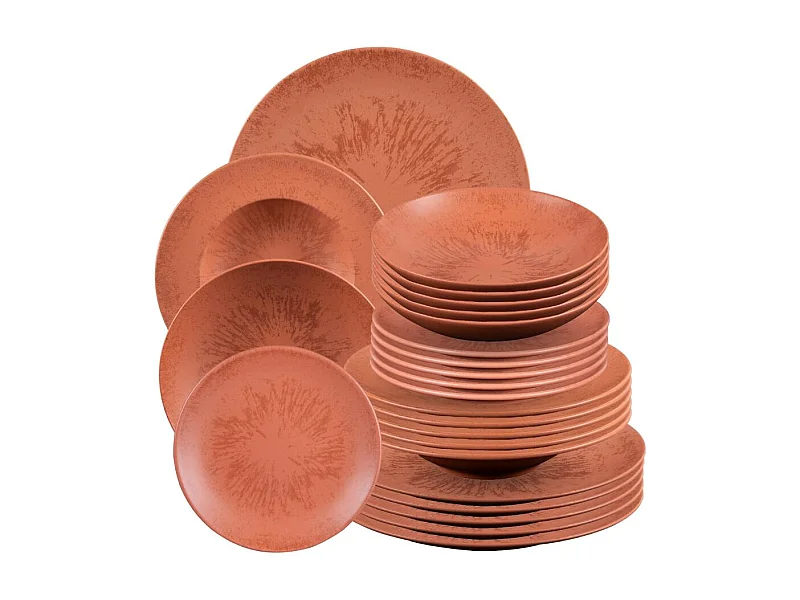 Service d'assiettes 24 pièces Onyx Terracotta