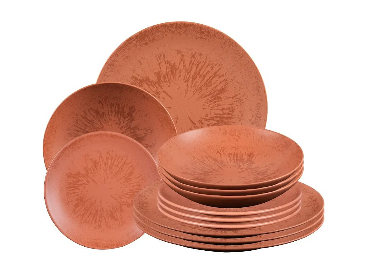 Service d'assiettes 12 pièces Onyx Terracotta