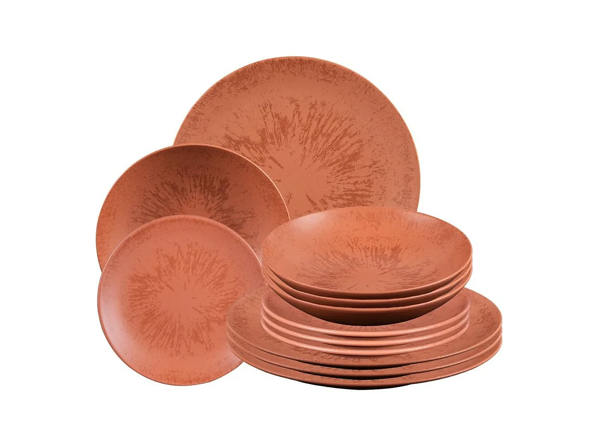 Service d'assiettes 12 pièces Onyx Terracotta