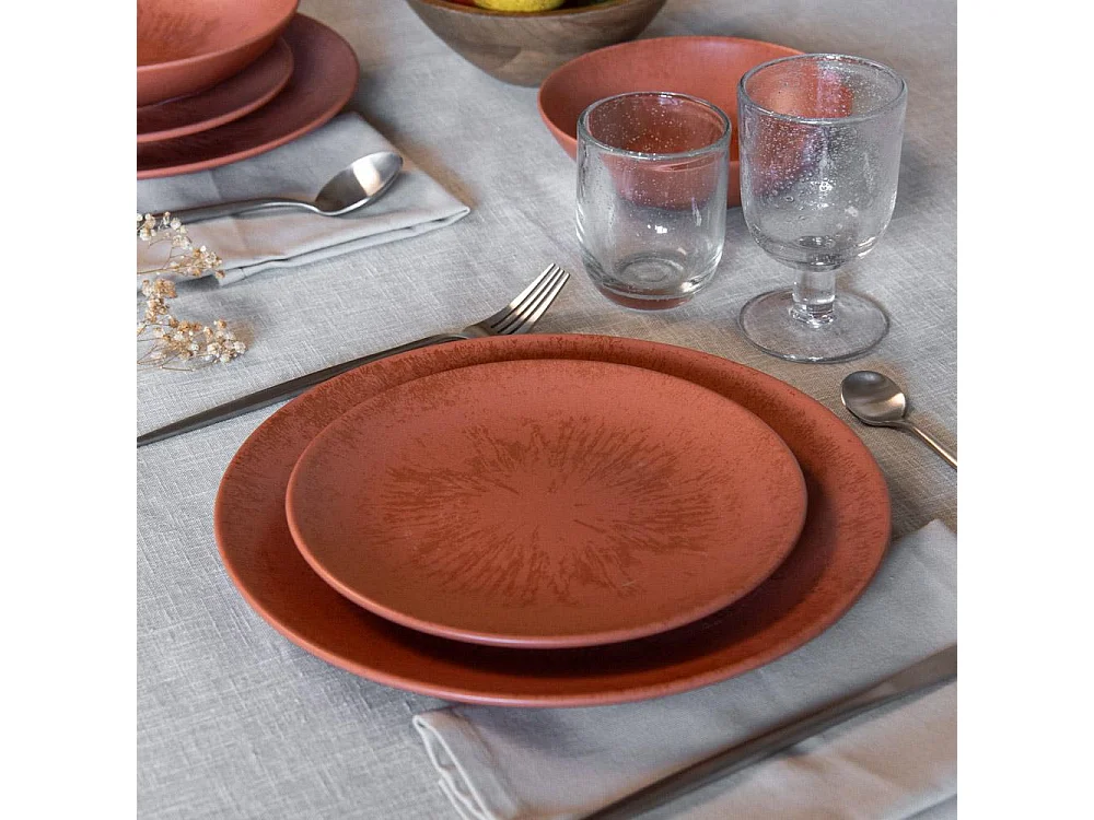 Service d'assiettes 12 pièces Onyx Terracotta