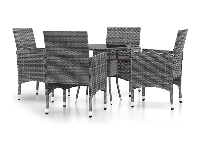 Mueble comedor jardin 5 piezas resina tejida gris 02_0014594