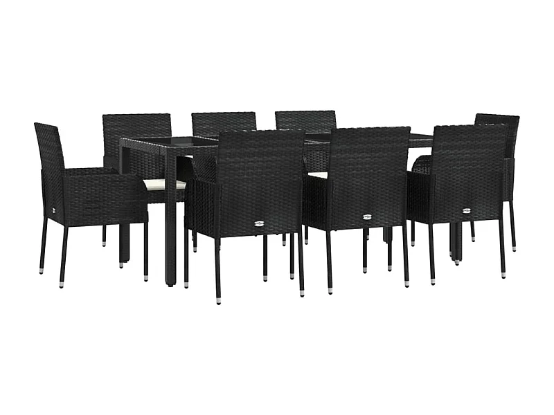 Mobilier à dîner de résine noire 190 x 90 x 75 cm 02_0014841