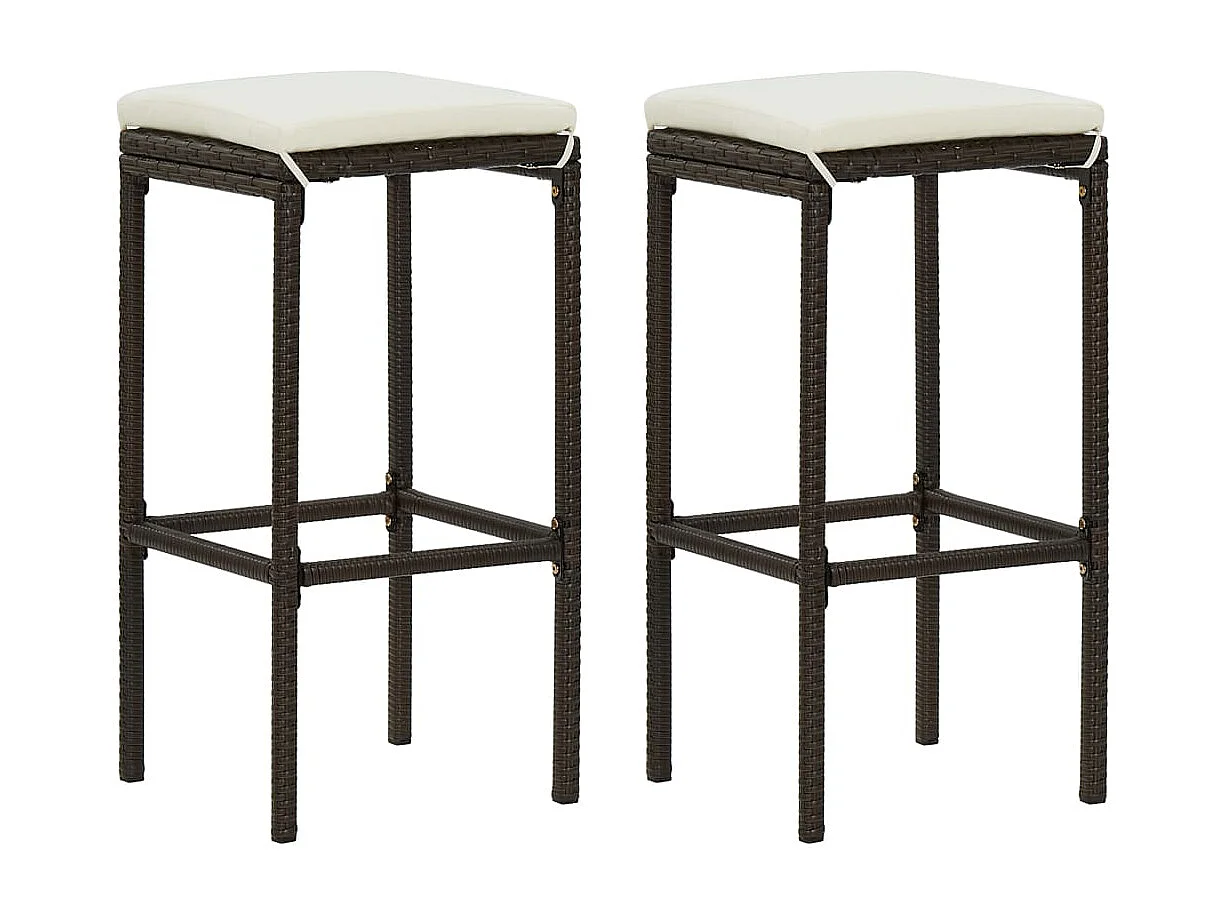 Mueble bar de jardín de 3 piezas y cojines de resina tejida marrón 02_0014499