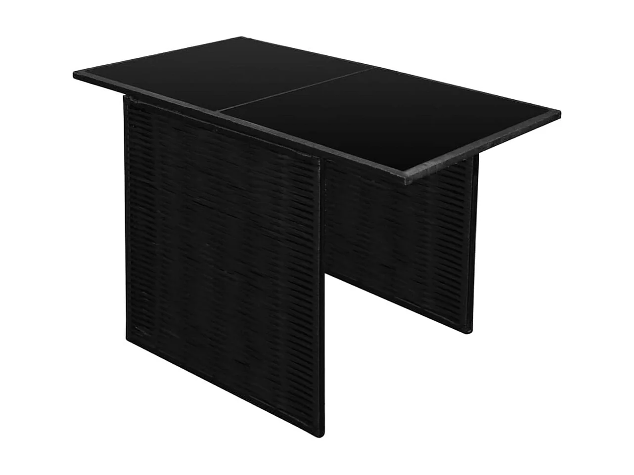 Mobile da bistrot in 3 pezzi con cuscini in resina intrecciata nera 02_0014537