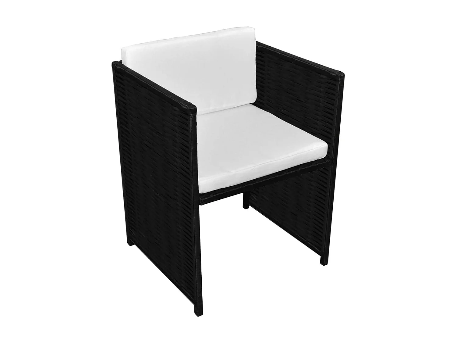 Mobile da bistrot in 3 pezzi con cuscini in resina intrecciata nera 02_0014537