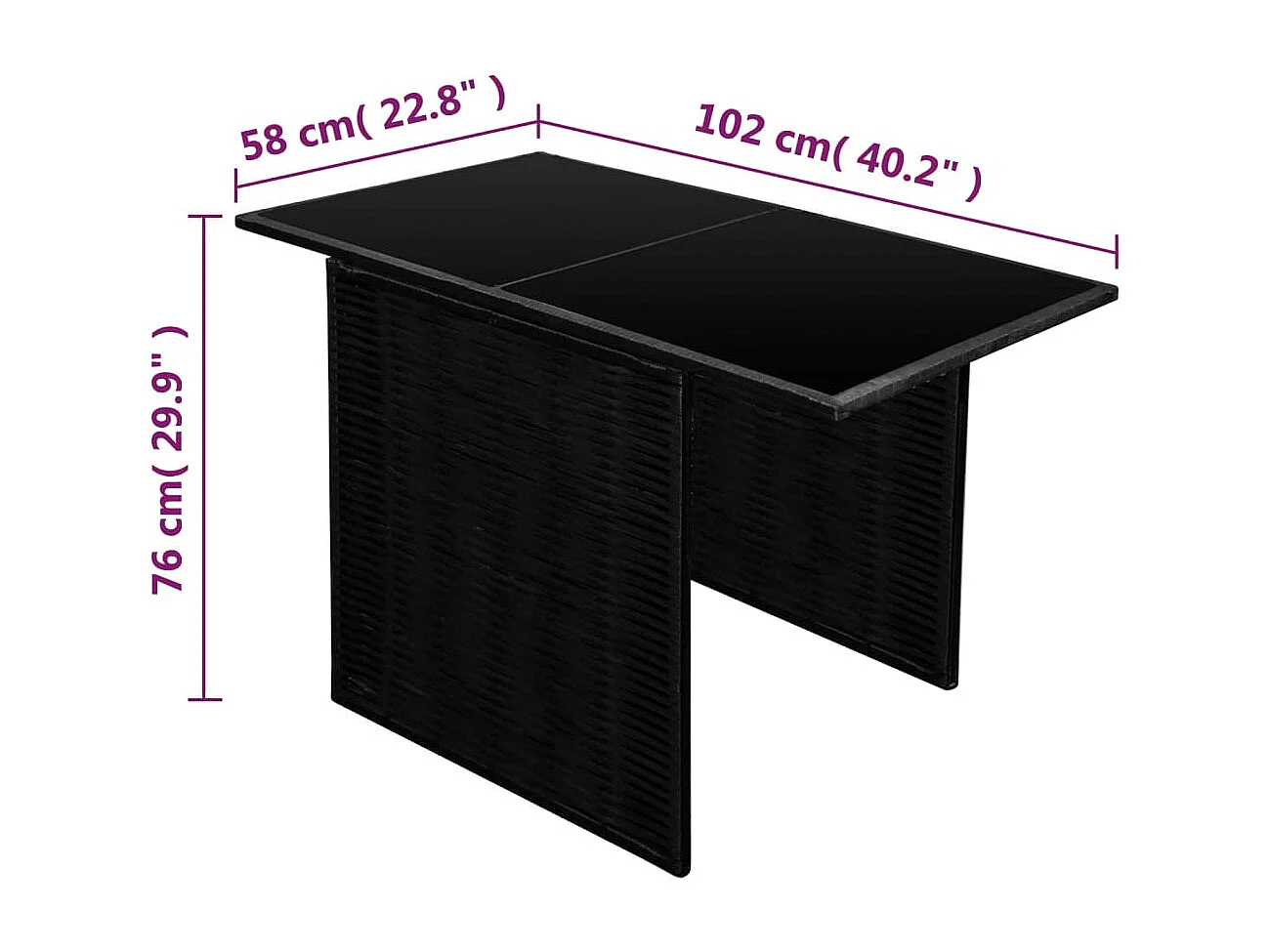 Mobile da bistrot in 3 pezzi con cuscini in resina intrecciata nera 02_0014537