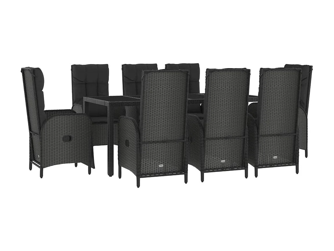 Mobilier à dîner de résine noire 190 x 90 x 75 cm 02_0014837