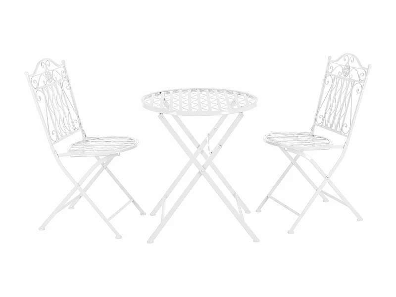 Set bistrot da giardino in metallo bianco 03_0006934
