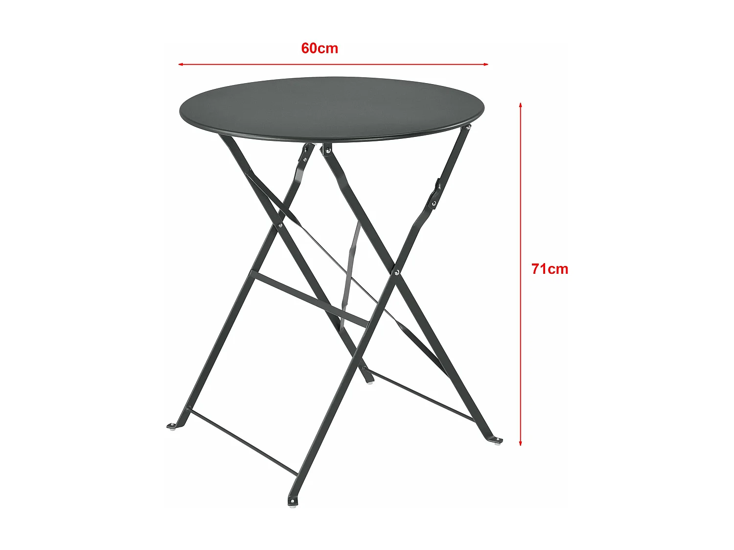 Set bistrot da giardino pieghevole Caprile acciaio grigio scuro 03_0006938