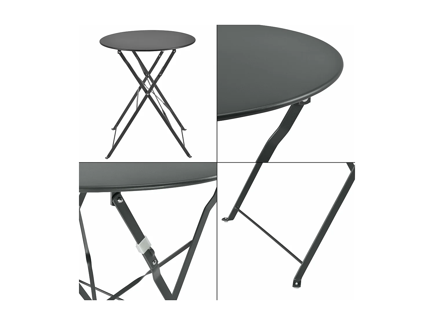 Conjunto de bistró de jardín plegable Caprile acero gris oscuro 03_0006938