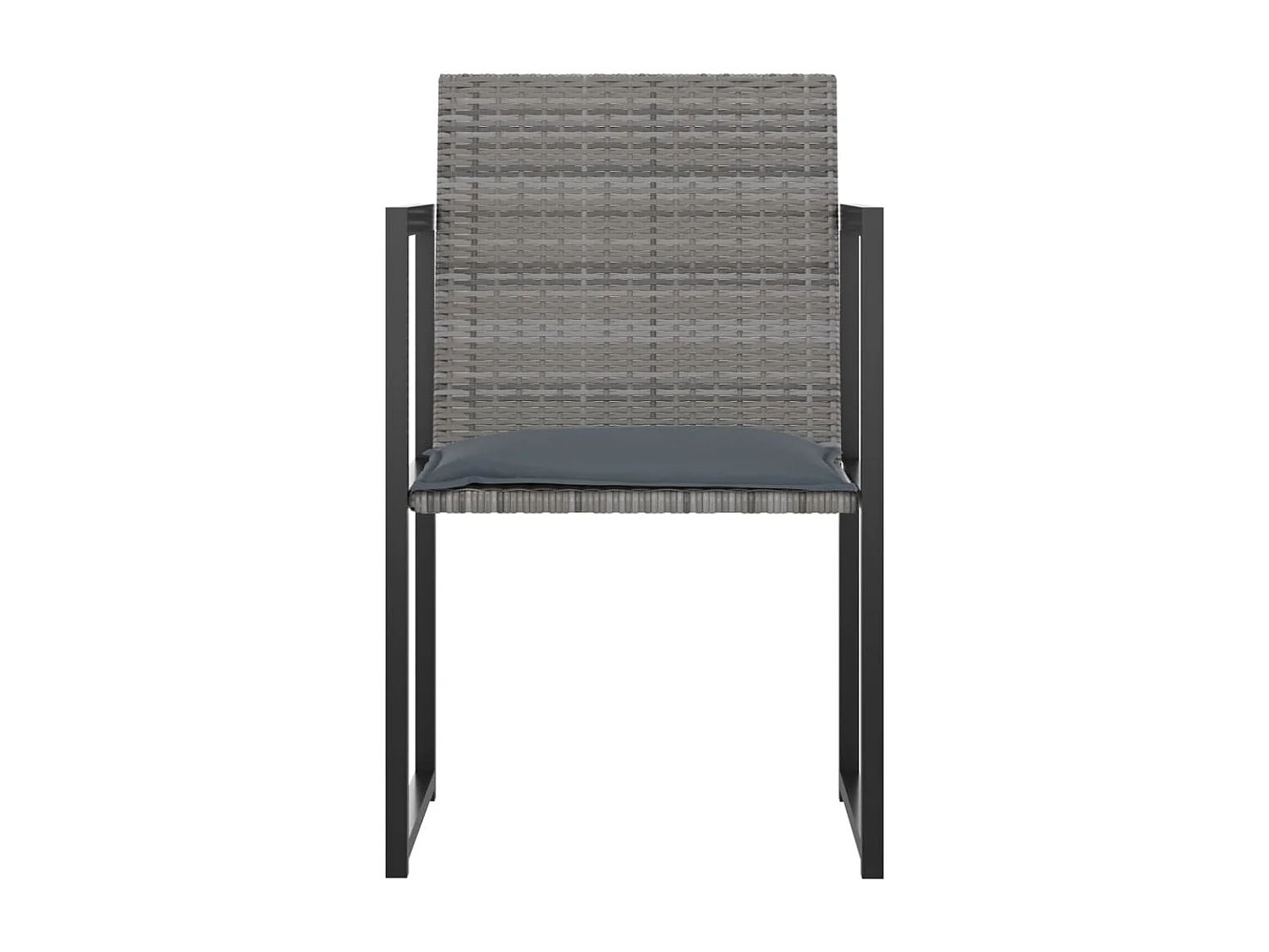 Mueble comedor de jardín de 5 piezas y cojines de resina tejida gris 02_0014795