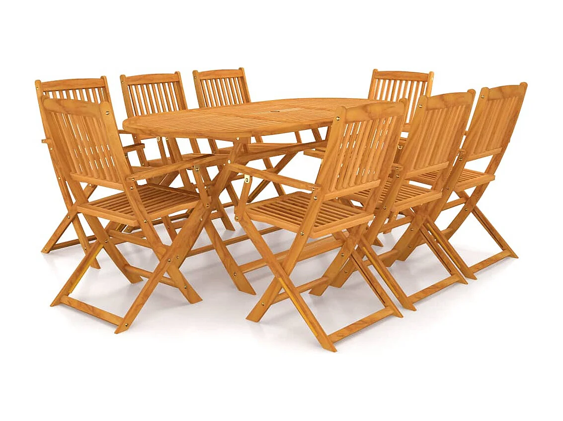 Set da pranzo da giardino pieghevole 9 pezzi in legno massello di acacia 02_0014942